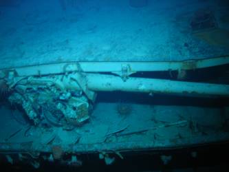 Stbd 5.9-inch gun  concealed under forecastle